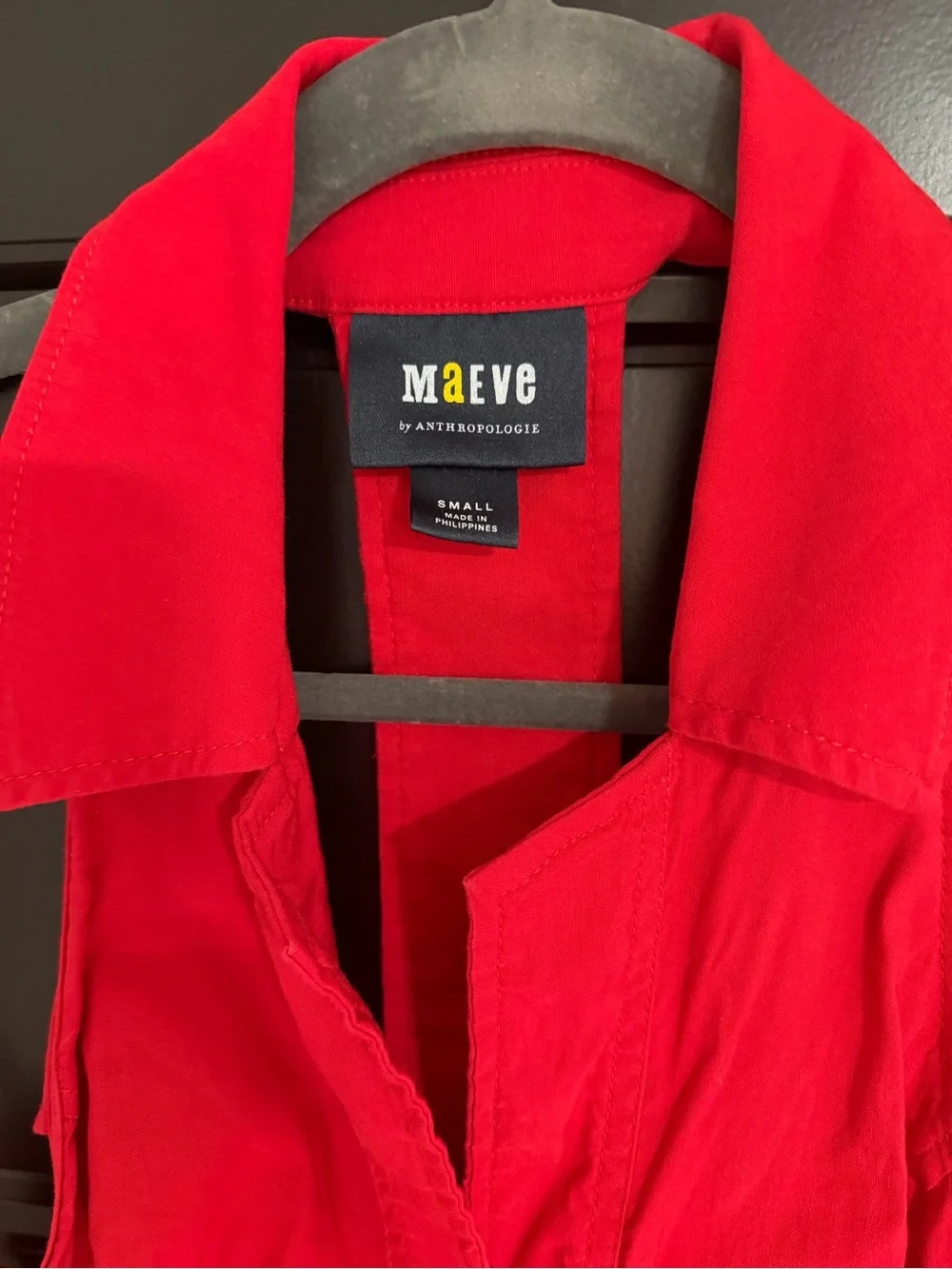 Maeve Anthropologie Red Halter Button Front Mini Dress Small